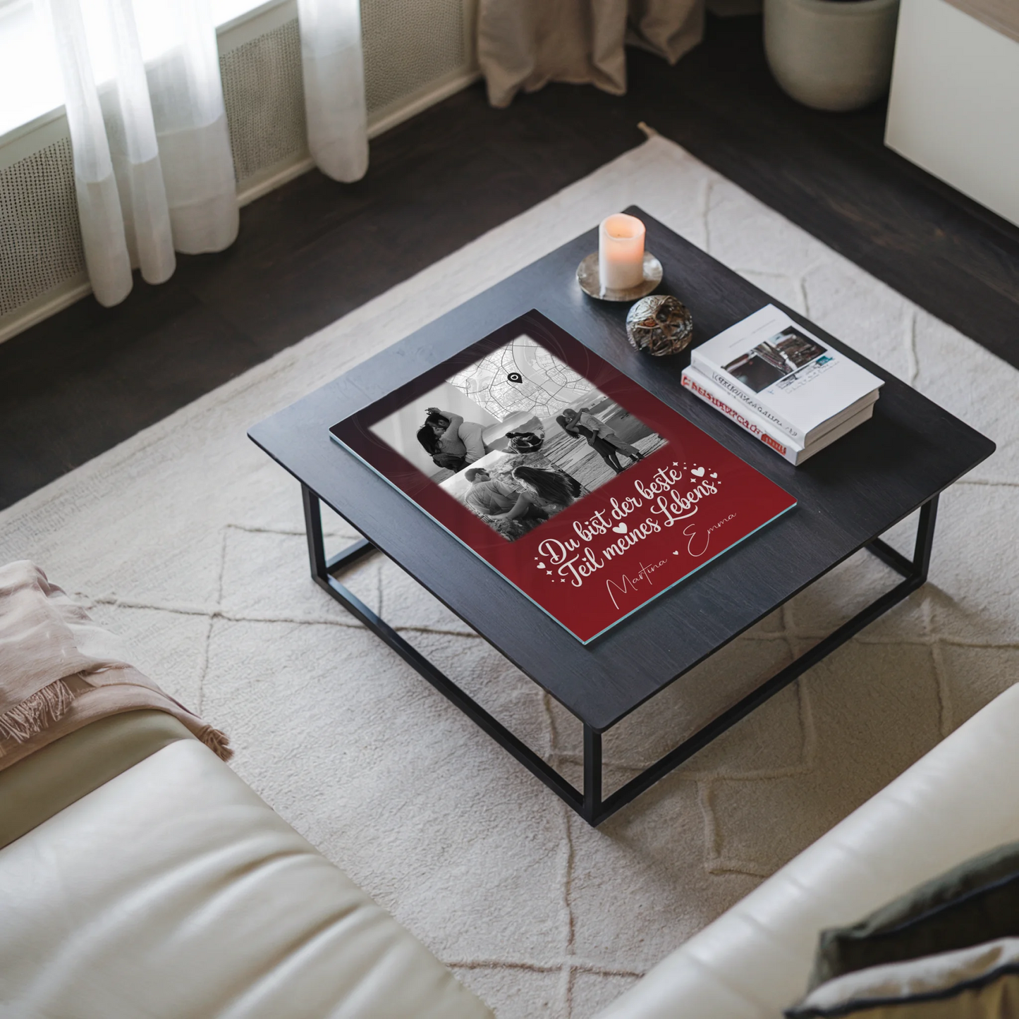 Personalisierte Geschenke mit Foto Mit Acrylglas 3 Fotos und Herz Karte Real Love Storys Never End