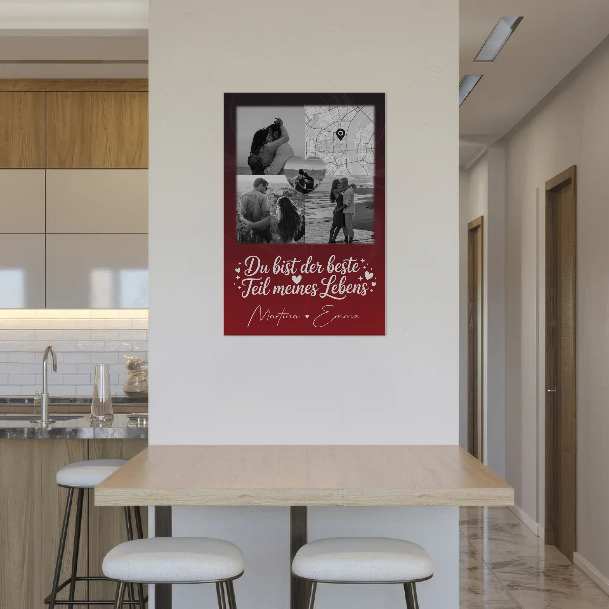 Magnetposter Fotoboard mit 3 Fotos und Herz Foto Karte Real Love Storys Never End 2