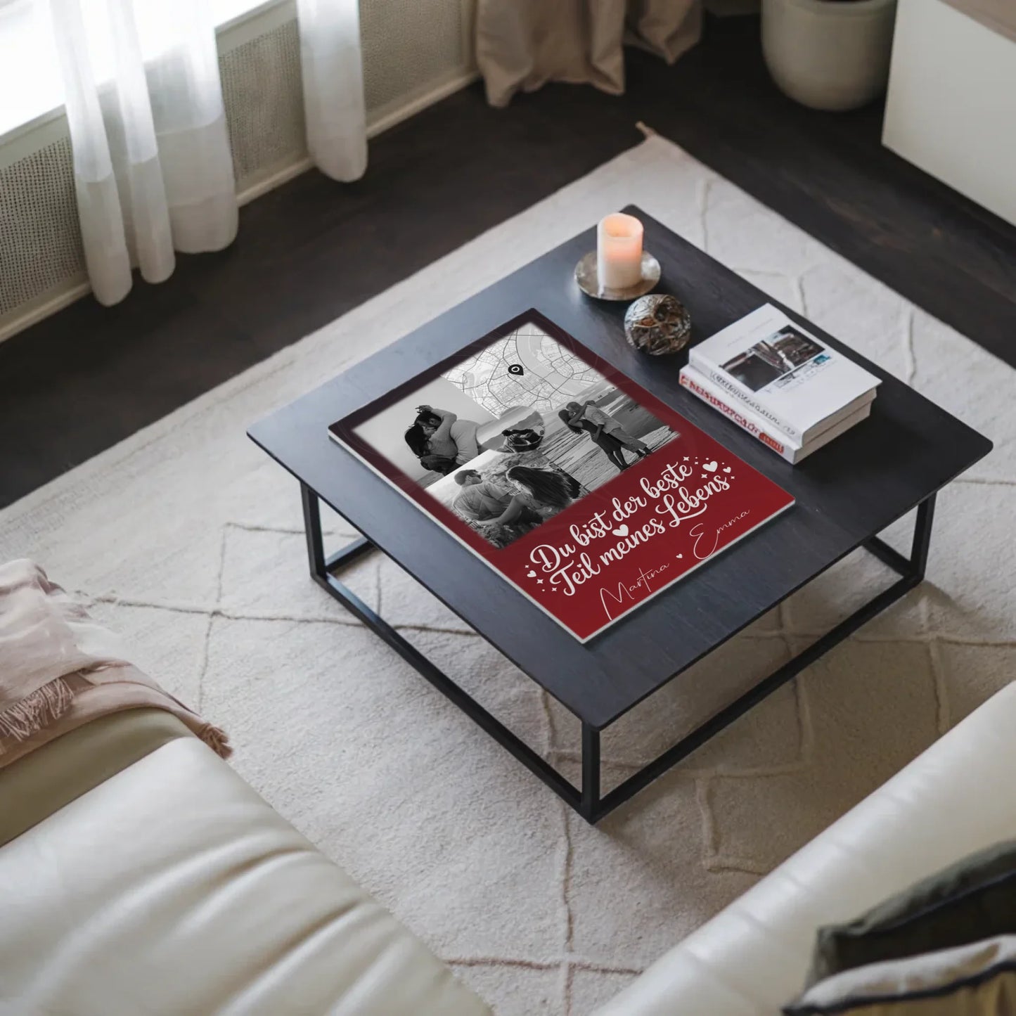 Magnetposter Fotoboard mit 3 Fotos und Herz Foto Karte Real Love Storys Never End 3