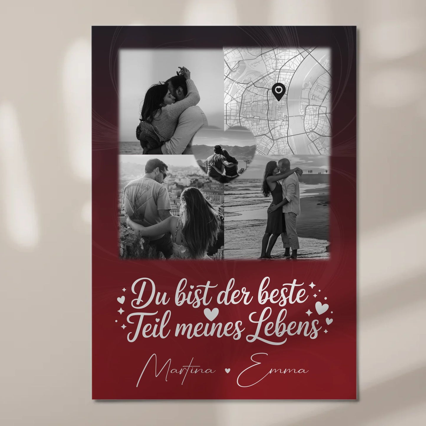 Magnetposter Fotoboard mit 3 Fotos und Herz Foto Karte Real Love Storys Never End 7