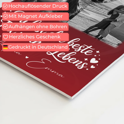 Magnetposter Fotoboard mit 3 Fotos und Herz Foto Karte Real Love Storys Never End