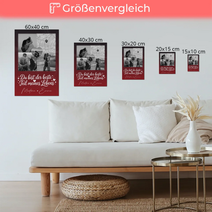 Magnetposter Fotoboard mit 3 Fotos und Herz Foto Karte Real Love Storys Never End