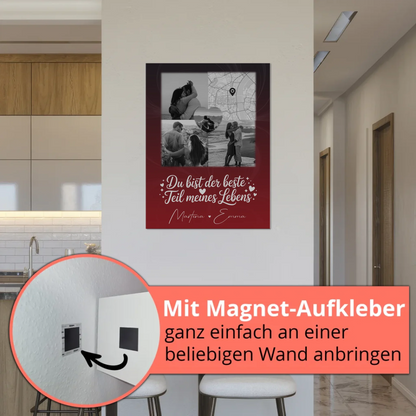 Magnetposter Fotoboard mit 3 Fotos und Herz Foto Karte Real Love Storys Never End
