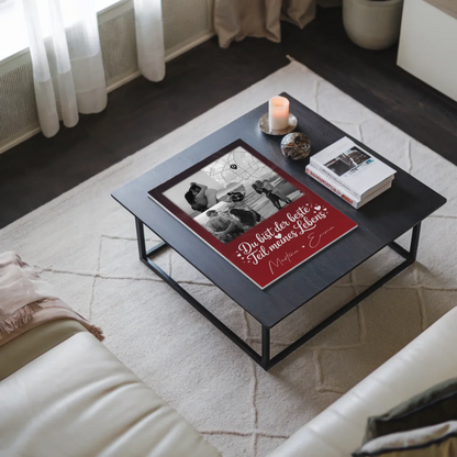 Magnetposter Fotoboard mit 3 Fotos und Herz Foto Karte Real Love Storys Never End