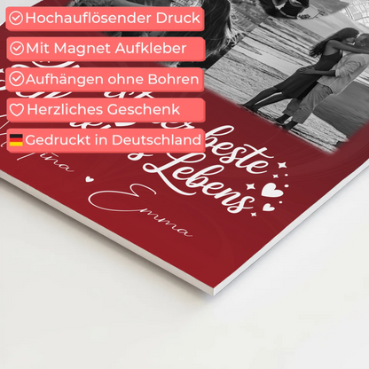 Magnetposter Fotoboard mit 3 Fotos und Herz Foto Karte Real Love Storys Never End