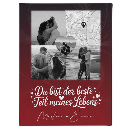 Leinwand Paare mit 3 Fotos und Herz Foto Karte Real Love Storys Never End