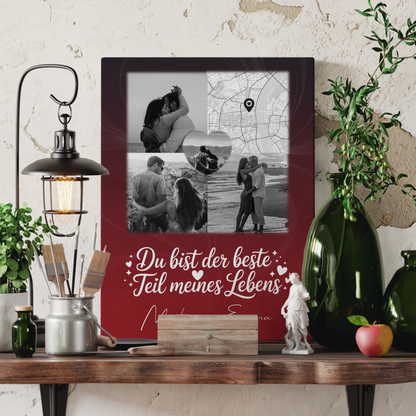 Leinwand Paare mit 3 Fotos und Herz Foto Karte Real Love Storys Never End