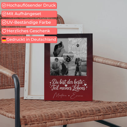 Leinwand Paare mit 3 Fotos und Herz Foto Karte Real Love Storys Never End