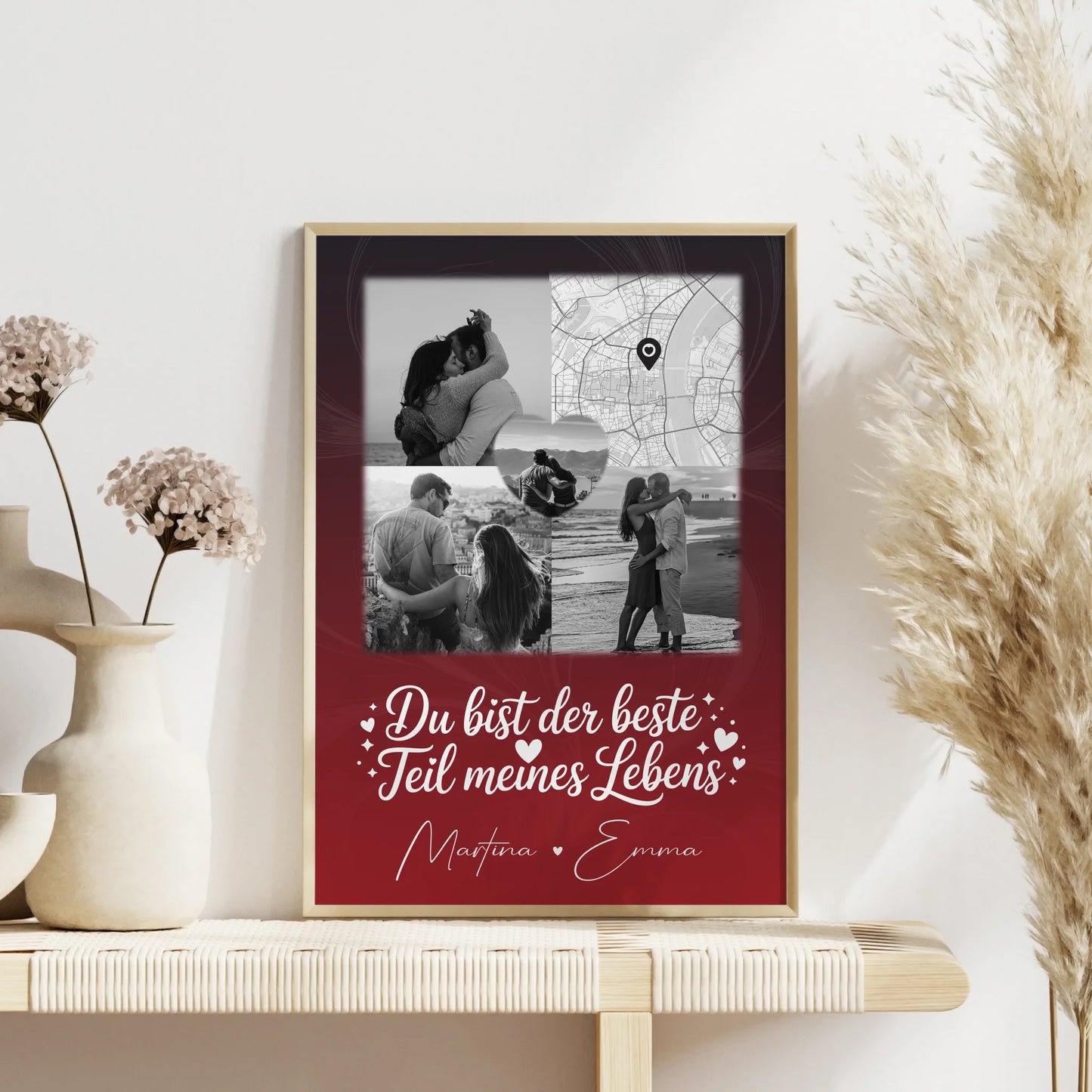 Liebes Poster Real Love Storys Never End mit 3 Fotos und 1 Herz Foto Karte