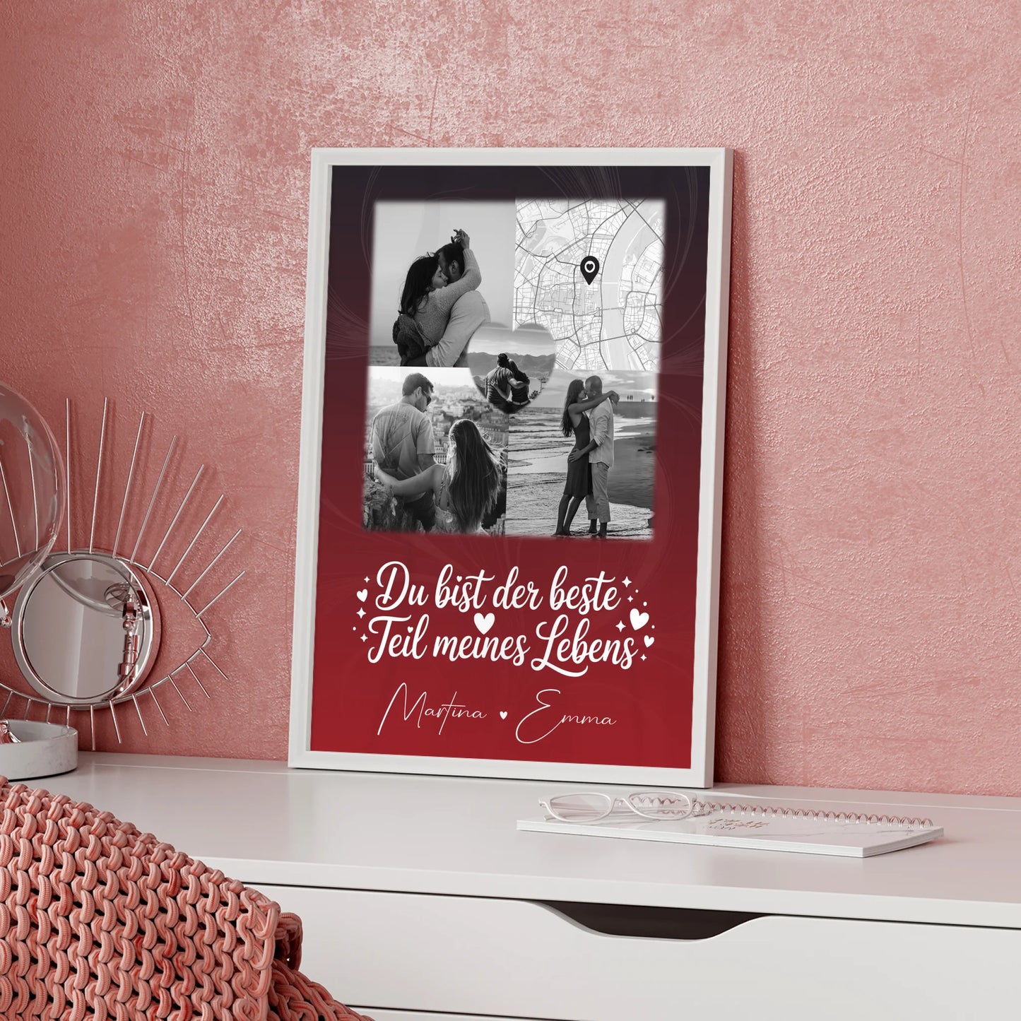 Liebes Poster Real Love Storys Never End mit 3 Fotos und 1 Herz Foto Karte