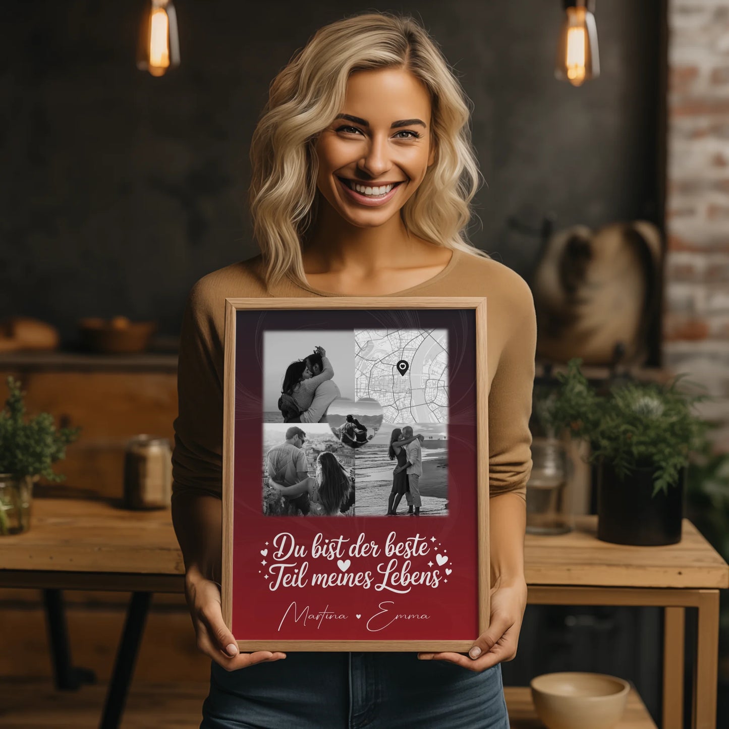 Liebes Poster Real Love Storys Never End mit 3 Fotos und 1 Herz Foto Karte