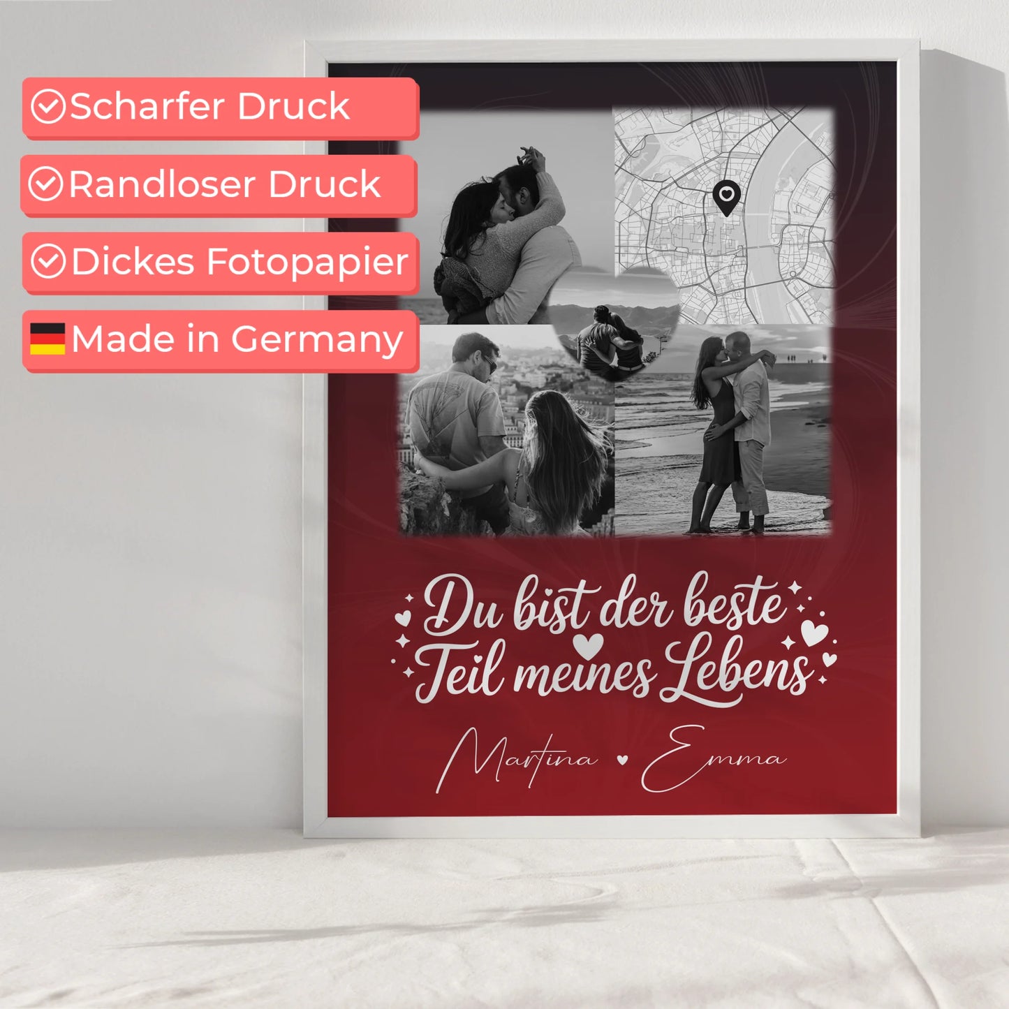 Liebes Poster Real Love Storys Never End mit 3 Fotos und 1 Herz Foto Karte