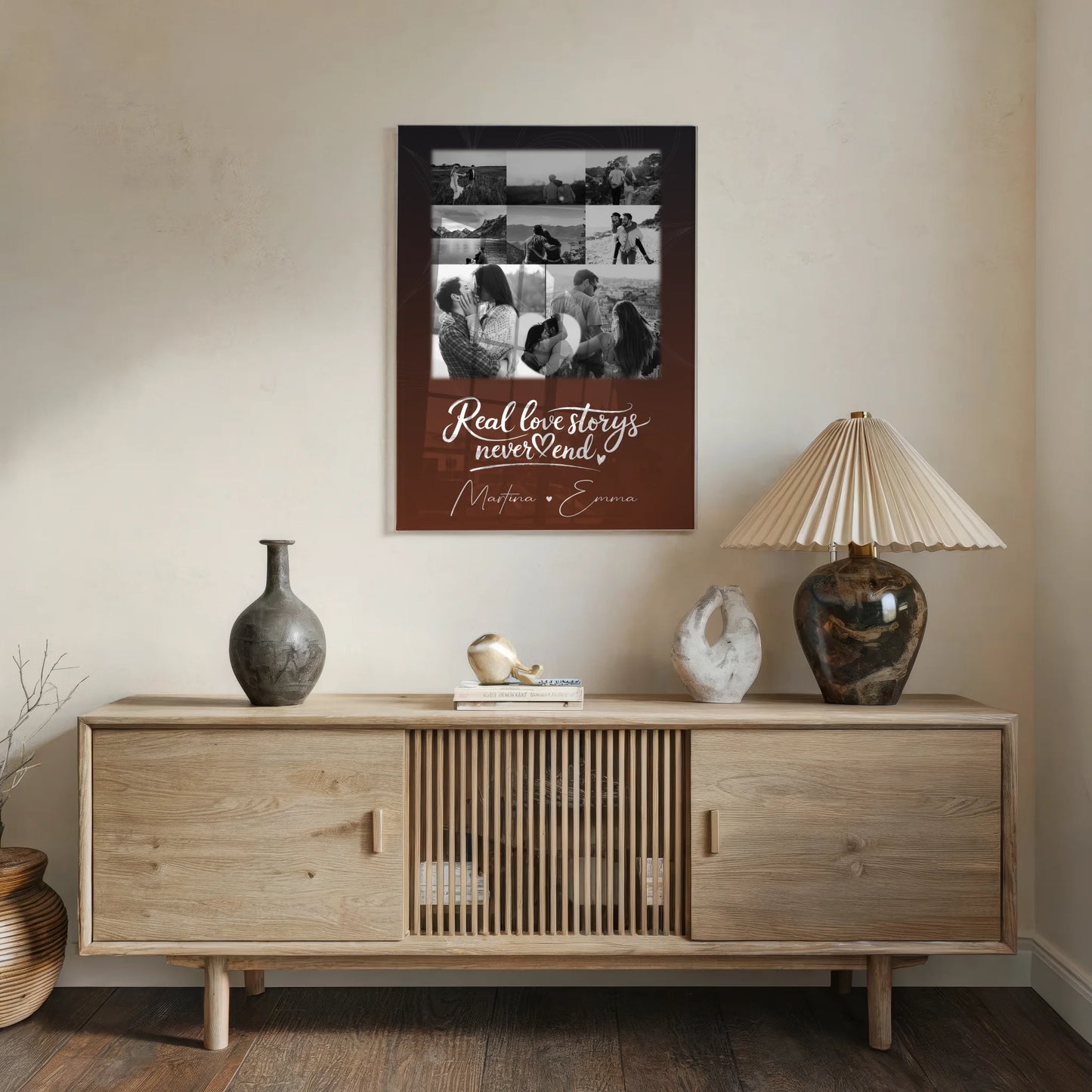 Personalisierte Geschenke mit Foto Acrylglas 8 Fotos und Herz Motiv Together