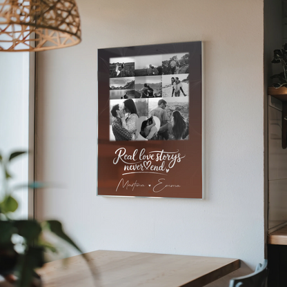 Personalisierte Geschenke mit Foto Acrylglas 8 Fotos und Herz Motiv Together