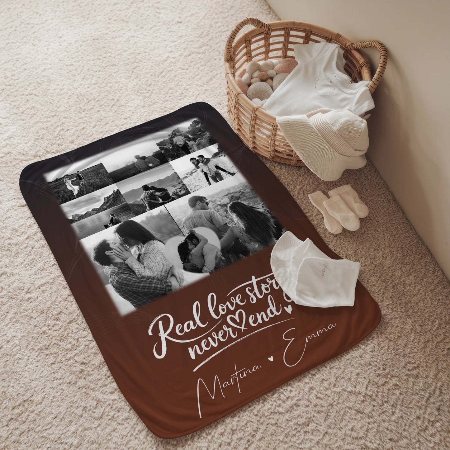 Decke Mit Namen 8 Fotos und 1 Herz Foto Together Personalisiertes Geschenk 2