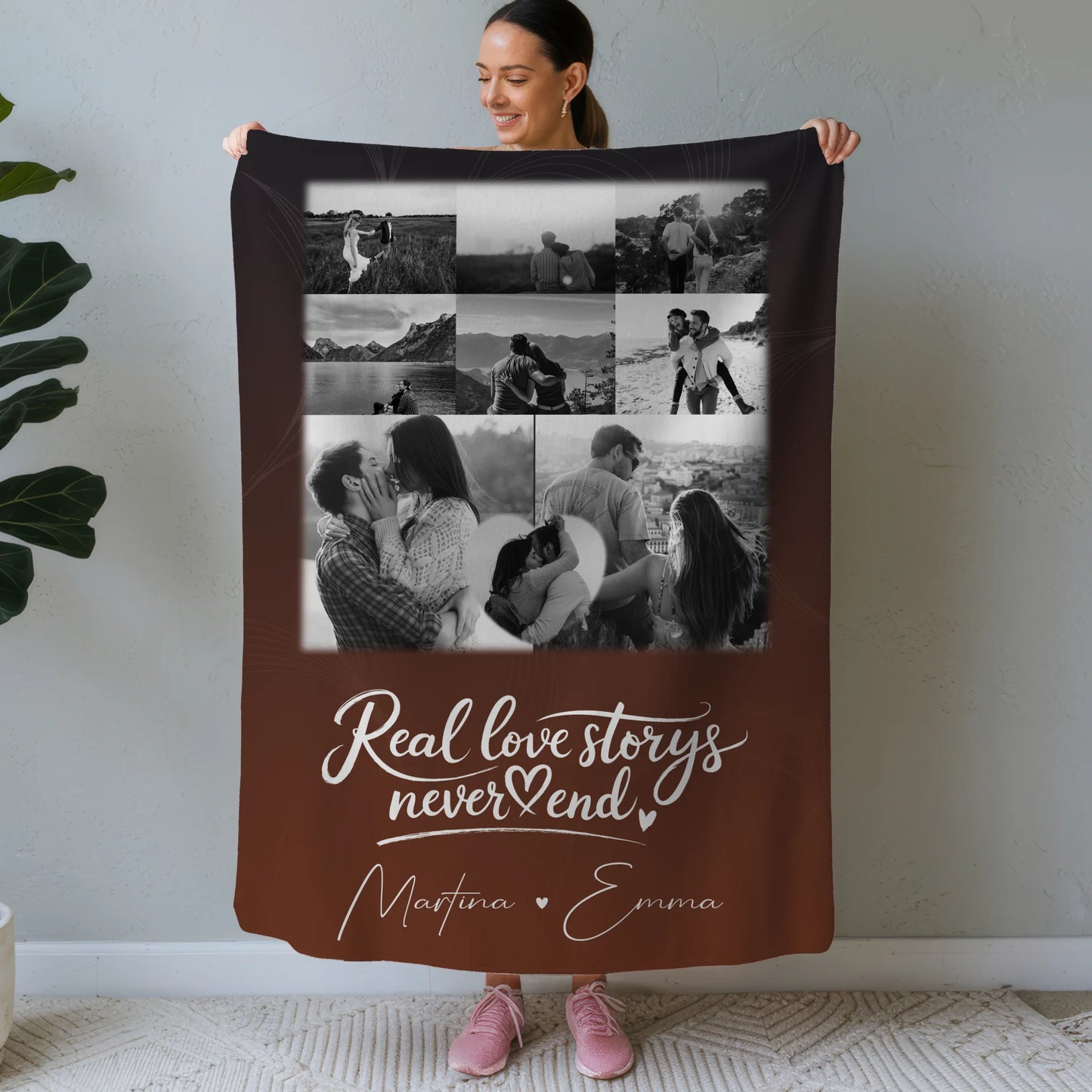 Decke Mit Namen 8 Fotos und 1 Herz Foto Together Personalisiertes Geschenk 1