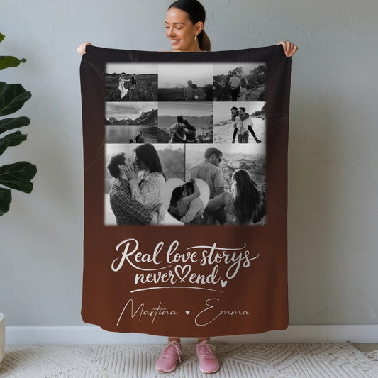 Decke Mit Namen 8 Fotos und 1 Herz Foto Together Personalisiertes Geschenk 1