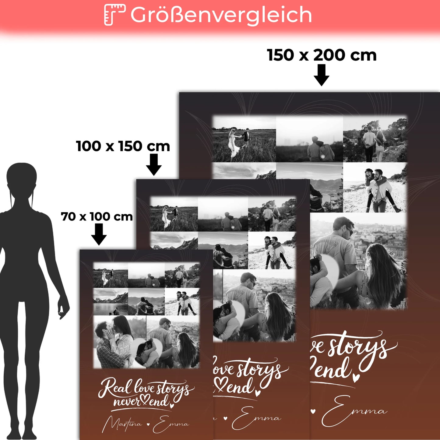 Decke Mit Namen 8 Fotos und 1 Herz Foto Together Personalisiertes Geschenk 5