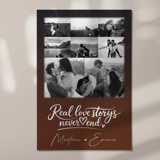Personalisiertes Fotoboard Magnet Poster mit 8 Fotos und 1 Herz Foto Together 1
