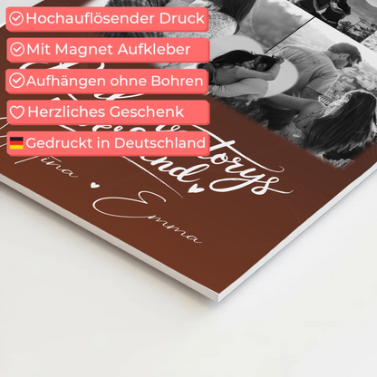 Personalisiertes Fotoboard Magnet Poster mit 8 Fotos und 1 Herz Foto Together 4
