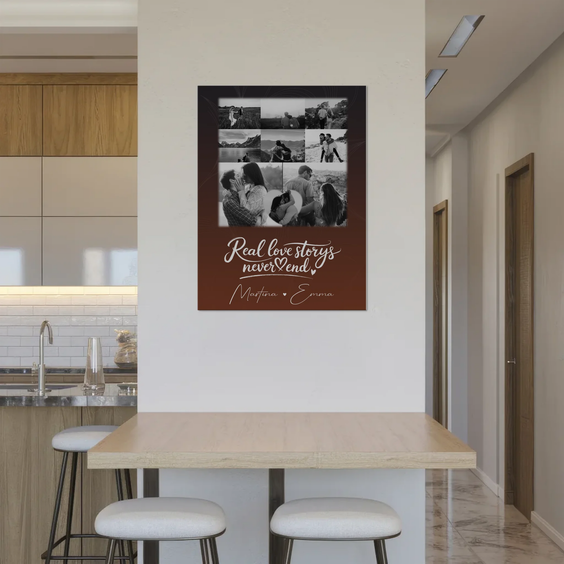 Personalisiertes Fotoboard Magnet Poster mit 8 Fotos und 1 Herz Foto Together 8