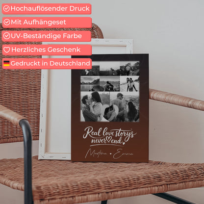 Leinwand Paare mit 8 Fotos und 1 Herz Foto Together personalisiertes Geschenk