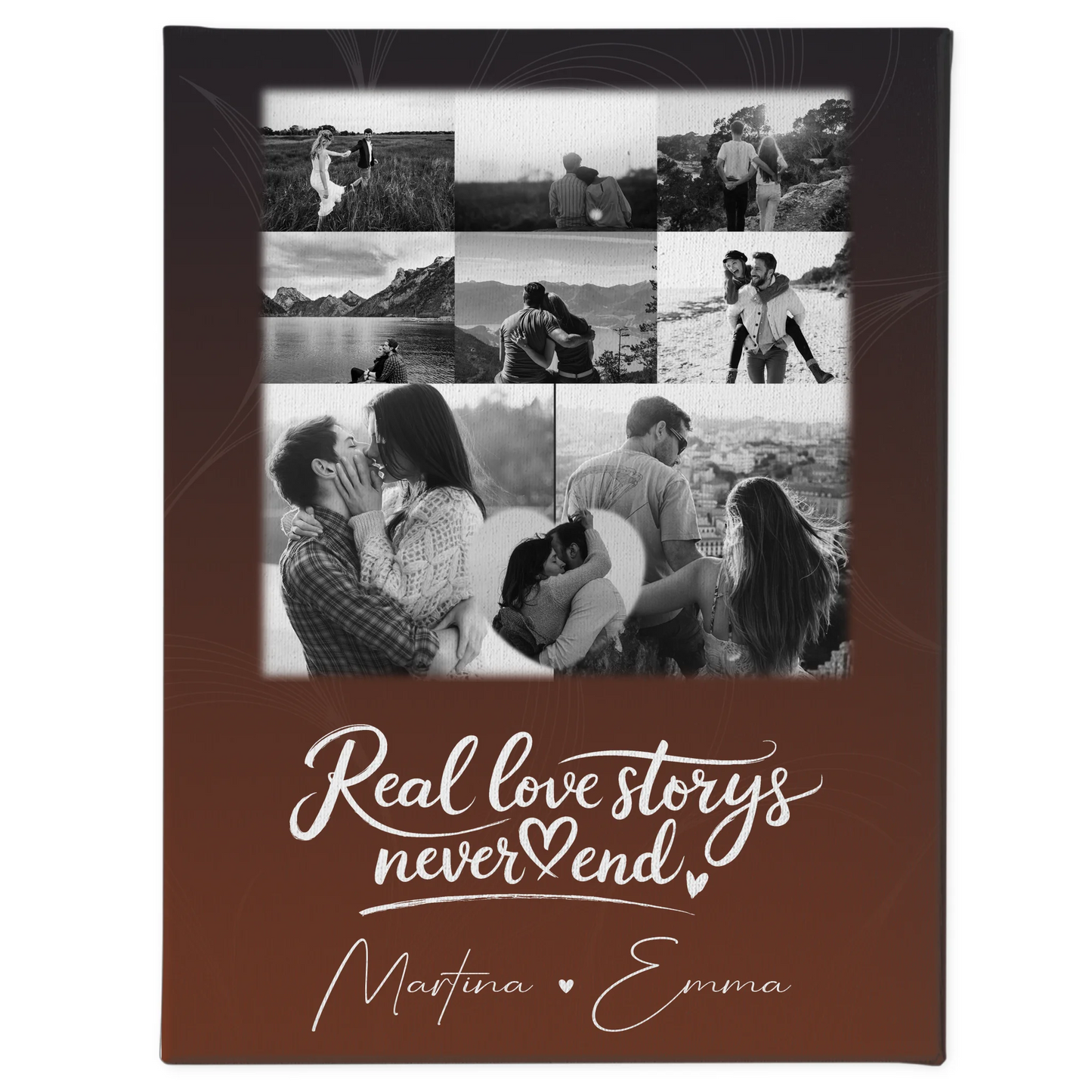 Leinwand Paare mit 8 Fotos und 1 Herz Foto Together personalisiertes Geschenk