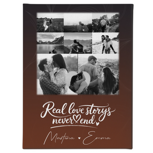 Leinwand Paare mit 8 Fotos und 1 Herz Foto Together personalisiertes Geschenk