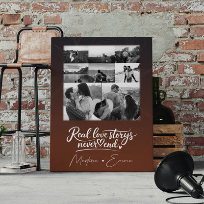 Leinwand Paare mit 8 Fotos und 1 Herz Foto Together personalisiertes Geschenk