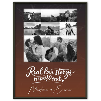 Pärchen Poster Personalisiert 8 Fotos und 1 Herz Foto Together