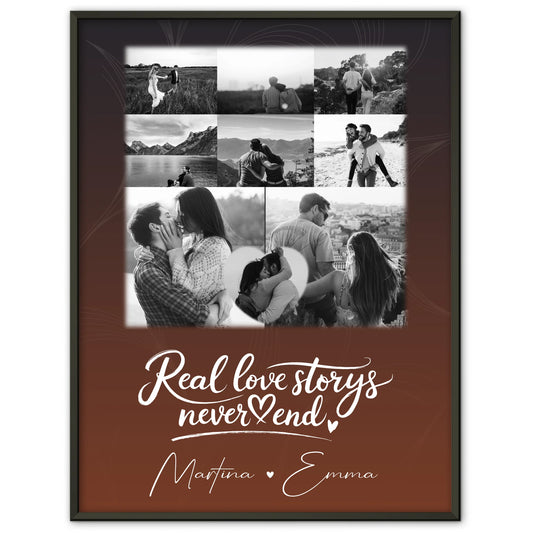 Pärchen Poster Personalisiert 8 Fotos und 1 Herz Foto Together