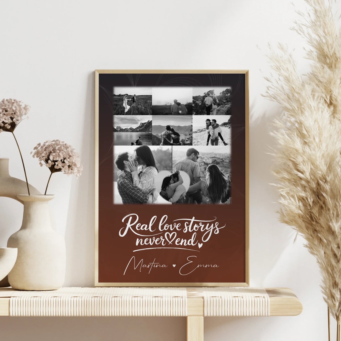 Pärchen Poster Personalisiert 8 Fotos und 1 Herz Foto Together