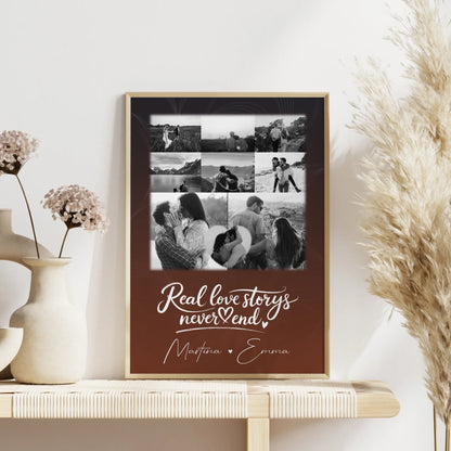 Pärchen Poster Personalisiert 8 Fotos und 1 Herz Foto Together
