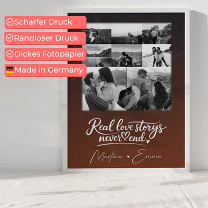 Pärchen Poster Personalisiert 8 Fotos und 1 Herz Foto Together