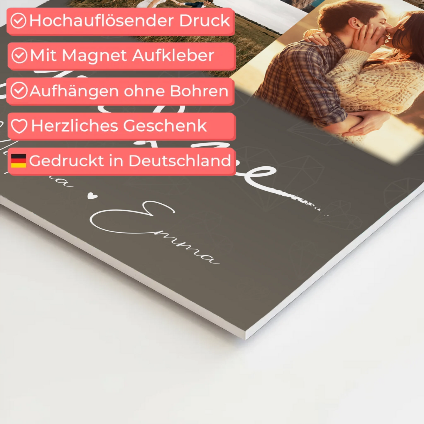 Personalisierbares Fotoboard Poster Magnetisch mit 9 Fotos All Of Me Loves All Of You