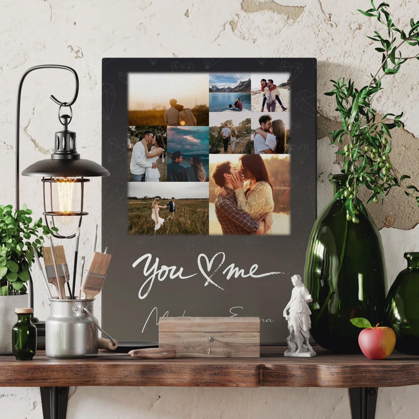 Personalisierte Leinwand Hochzeit mit 9 Fotos All Of Me Loves All Of You Geschenk