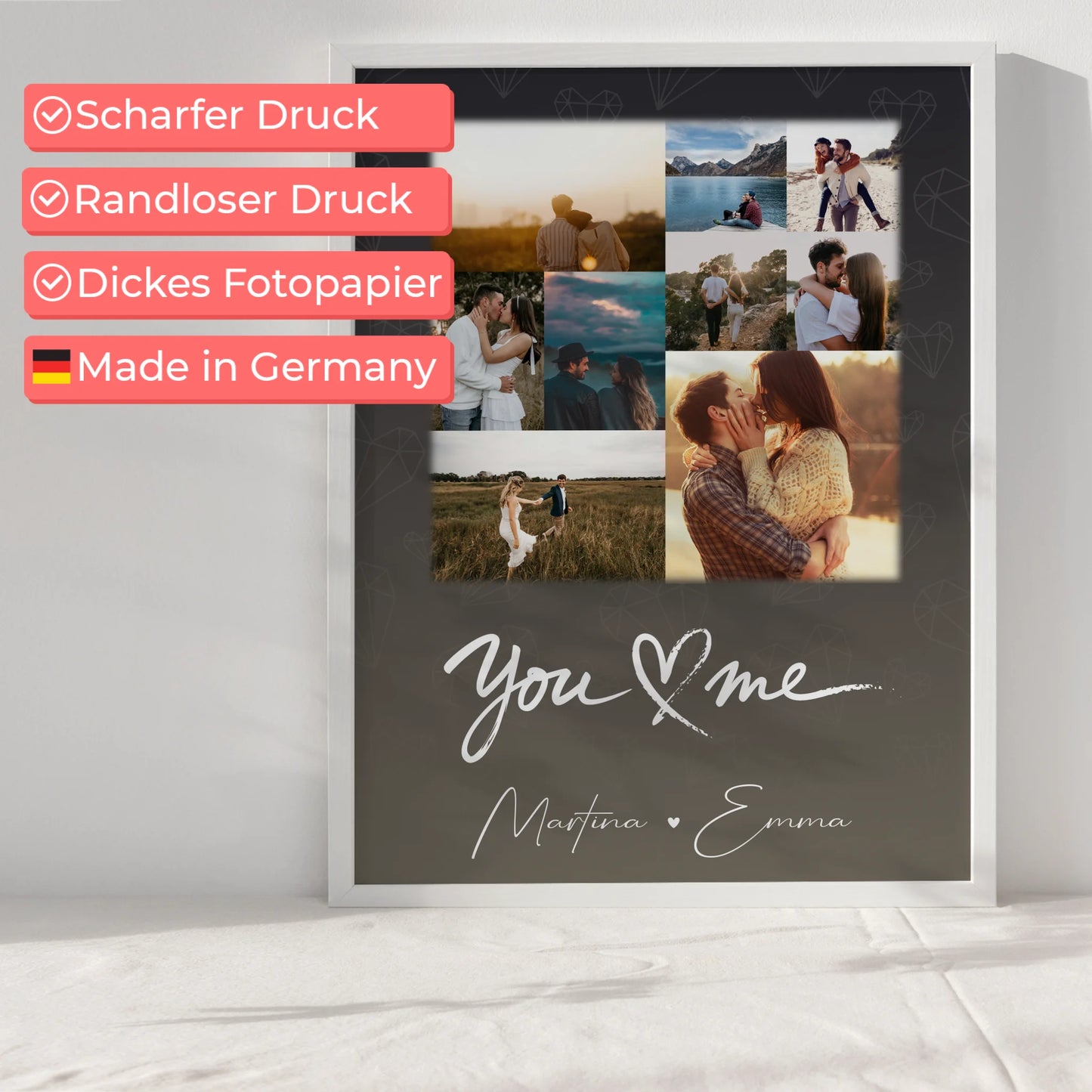 Liebes Poster All Of Me Loves All Of You personalisierte Fotocollage mit 9 Fotos