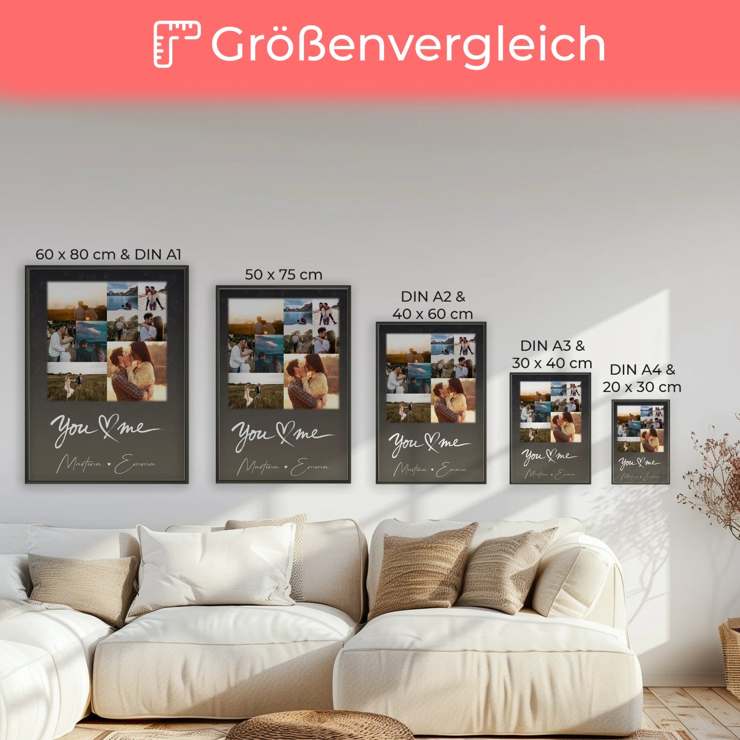 Liebes Poster All Of Me Loves All Of You personalisierte Fotocollage mit 9 Fotos