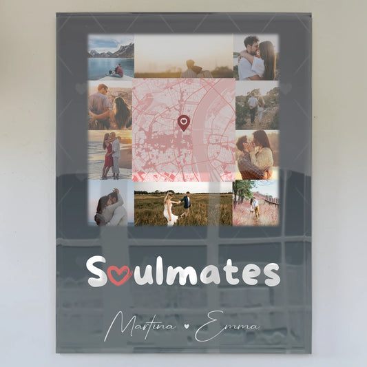 Personalisiertes Foto Mit Acrylglas mit 10 Fotos und Karte in der Mitte Collect Beautiful Moments