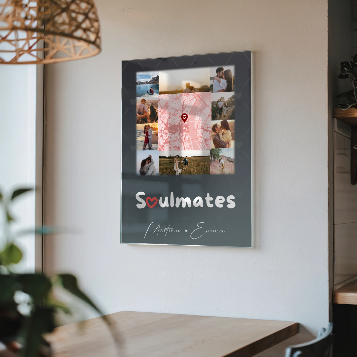 Personalisiertes Foto Mit Acrylglas mit 10 Fotos und Karte in der Mitte Collect Beautiful Moments
