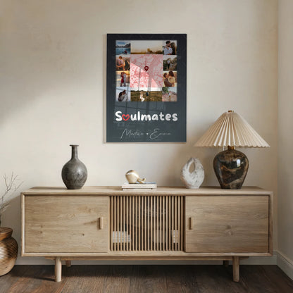 Personalisiertes Foto Mit Acrylglas mit 10 Fotos und Karte in der Mitte Collect Beautiful Moments