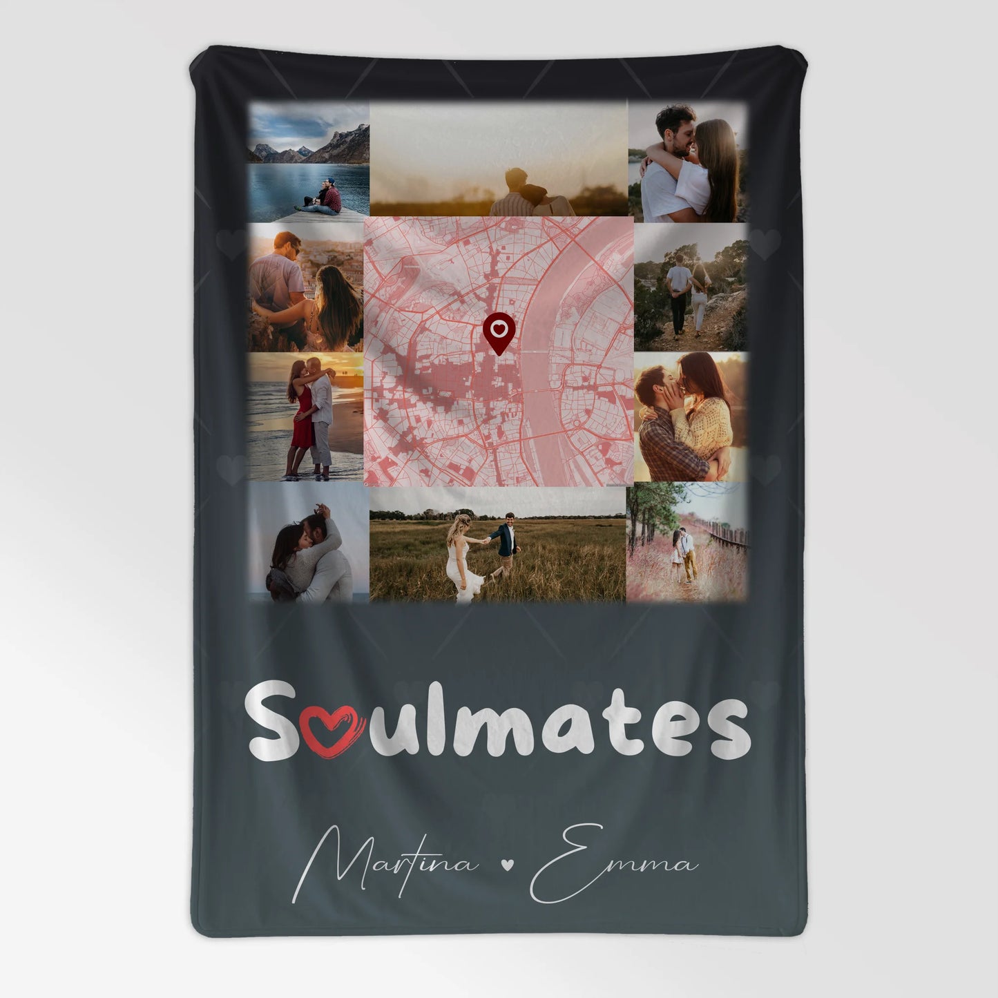 Personalisierte Kuscheldecke Mit Namen 10 Fotos und Karte in der Mitte Collect Beautiful Moments 7