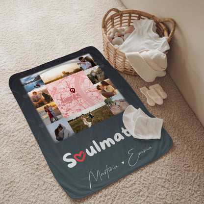 Personalisierte Kuscheldecke Mit Namen 10 Fotos und Karte in der Mitte Collect Beautiful Moments 2