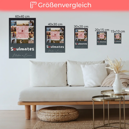Personalisiertes Fotoboard Magnet Wandbild mit 10 Fotos und Karte in der Mitte Collect Beautiful Moments 6