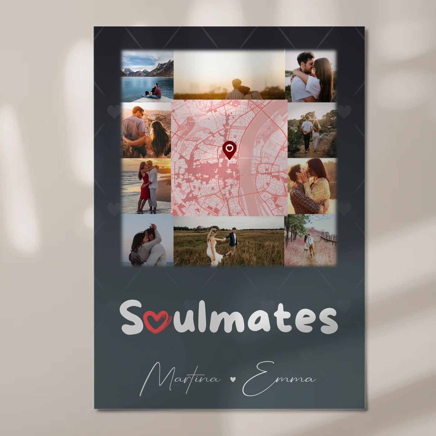 Personalisiertes Fotoboard Magnet Wandbild mit 10 Fotos und Karte in der Mitte Collect Beautiful Moments 7