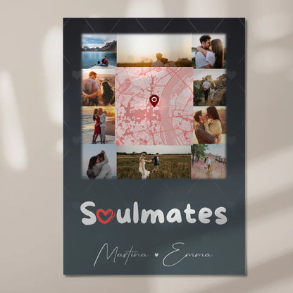 Personalisiertes Fotoboard Magnet Wandbild mit 10 Fotos und Karte in der Mitte Collect Beautiful Moments 7