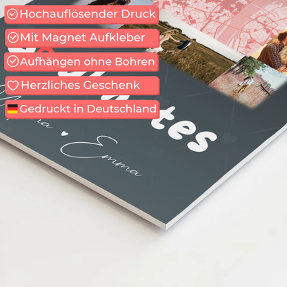 Personalisiertes Fotoboard Magnet Wandbild mit 10 Fotos und Karte in der Mitte Collect Beautiful Moments 10