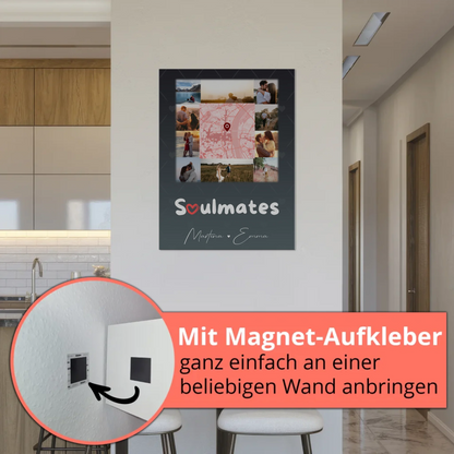 Personalisiertes Fotoboard Magnet Wandbild mit 10 Fotos und Karte in der Mitte Collect Beautiful Moments
