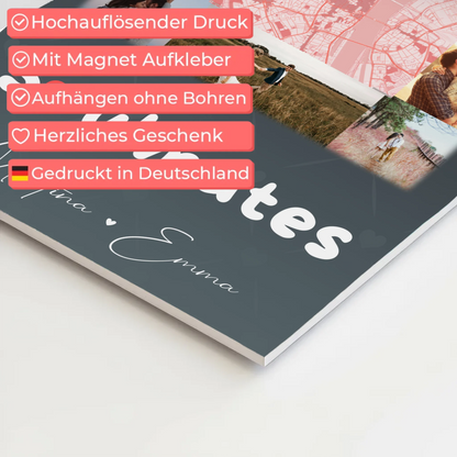 Personalisiertes Fotoboard Magnet Wandbild mit 10 Fotos und Karte in der Mitte Collect Beautiful Moments