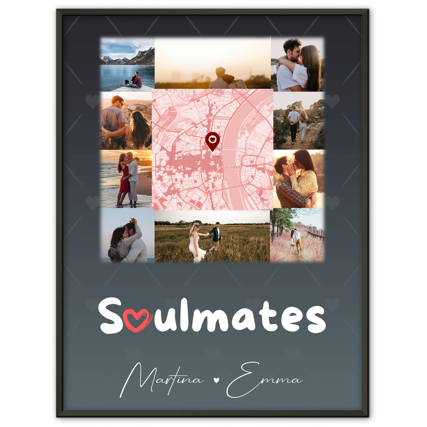 Poster Personalisiert Liebe mit 10 Fotos und Karte in der Mitte Collect Beautyful Moments